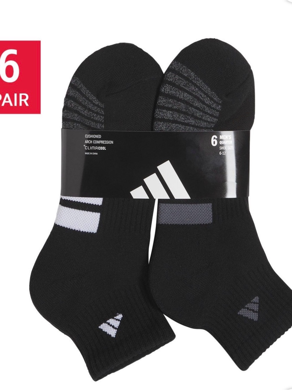 adidas Men’s Black Low-Cut Athletic Socks with Gray & White Accents + A GIFT 🎁
